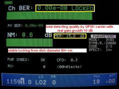 11 591 V Packet France TV totalna kvalita uzamknutia QPSK nosnej so ziskovym prirastkom okolo 10 dB