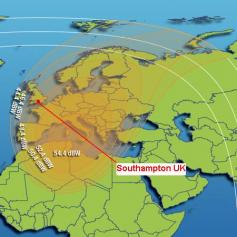 Vyzarovaci diagram druzice INTELSAT 1002 na 1W pre paket DIGI TV Czech and Slovak